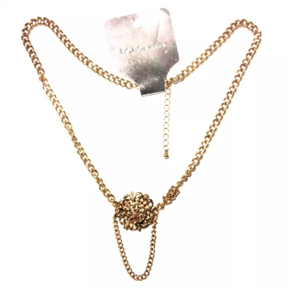 BCBGeneration NECKLACE FAUX ANTIQUE GOLD FLOWER